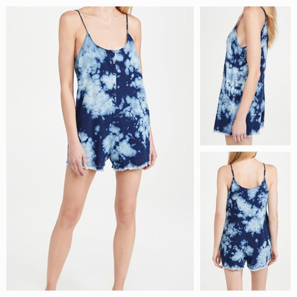 Pj Salvage Tie Dye Blue Romper - Picture 1 of 2